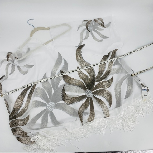 Cruise Club Floral Fringe pullover V-neck Coverup - Picture 14 of 15